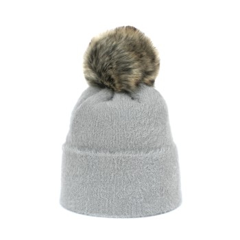 Czapka Soft Fluff Jasno Szara Klasyczna, ciepła czapka bez polaru w środku, idealna na jesienno-zim