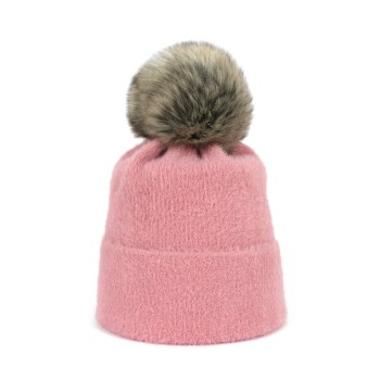 Czapka Soft Fluff Różowa Klasyczna, ciepła czapka bez polaru w środku, idealna na jesienno-zimowe