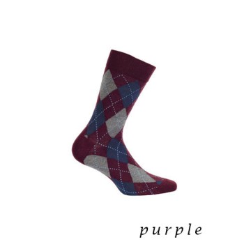 Skarpety meskie Perfect Man W491 - Purple Meskie skarpety bawelniane zdobione charakterystycznym wz
